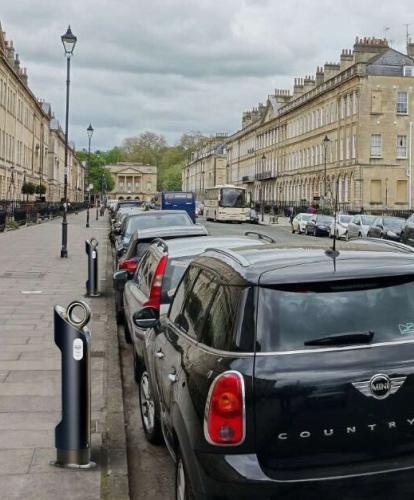 Black EV charging using an on-street charge point